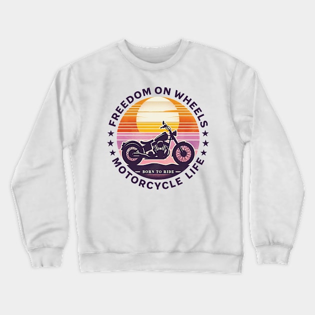 Ride the Sunset - Biker Tee Crewneck Sweatshirt by Kicosh